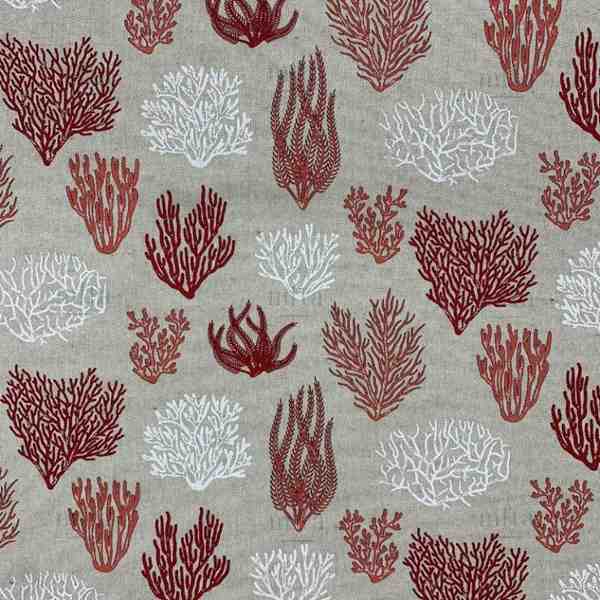 TOILE ASPECT LIN CORAUX ROUGE