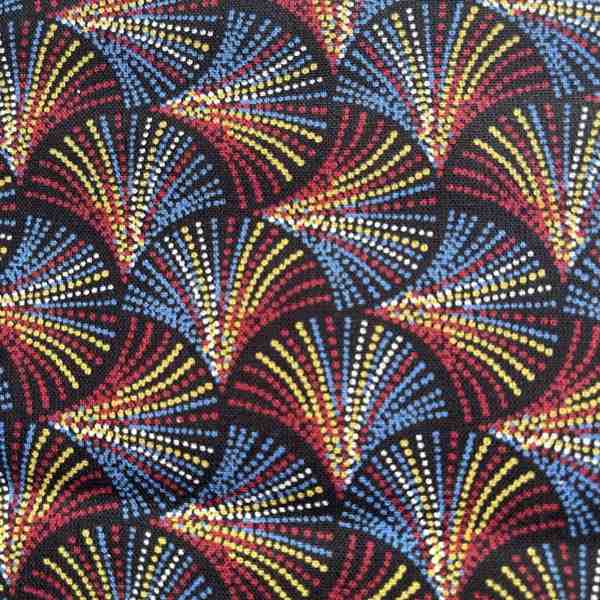 TISSU MFTA COTON ENDUIT  PLUMES BLEU ROUGE