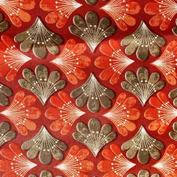 TISSU MFTA COTON FEUILLE AMANDA  ORANGE KAKI