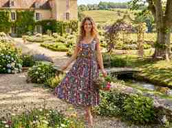 TISSU COTON VISCOSE EXTENSIBLE FLEURS MULTI 