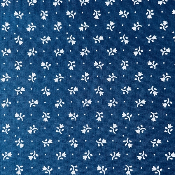 TISSU COTON IMPRIME FLEUR FOND BLEU MARINE 