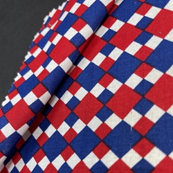 TISSU COTON IMPRIME LOSANGE BLEU BLANC ROUGE