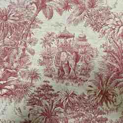 TISSU TOILE DE JOUY ELEPHANT MAHARANI ROUGE