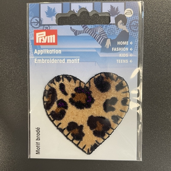 Ecusson Étiquette coeur léopard