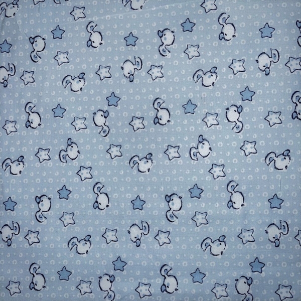 TISSU COTON IMPRIME CANARD FOND BLEU