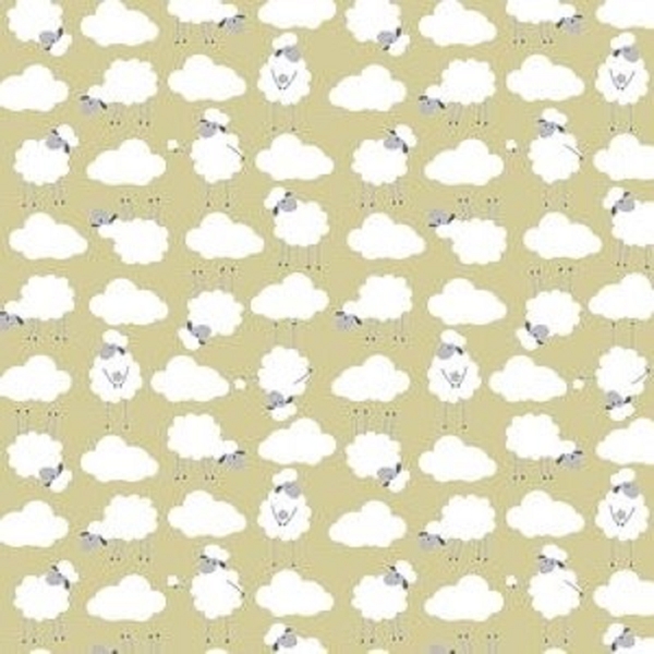 TISSU COTON IMPRIME OEKO-TEX MOUTON VERT 