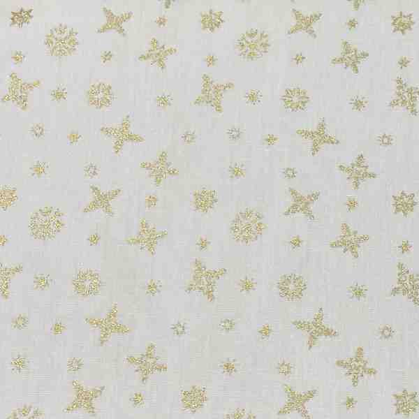 POPELINE DE COTON FLOCON DE NOEL BEIGE OR