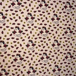 TISSU COTON FRIDA KHALO FLEUR ROUGE