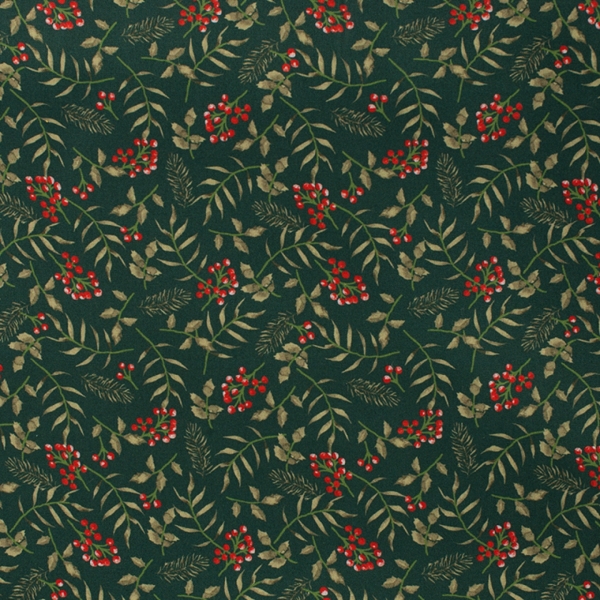 TISSU POPELINE DE COTON NOEL VERT