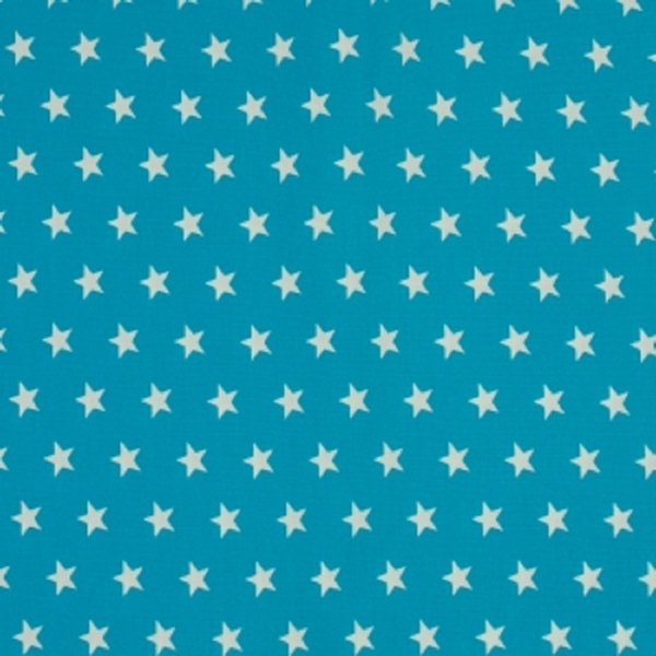 TISSU COTON CRETONNE ETOILE BLEU TURQUOISE