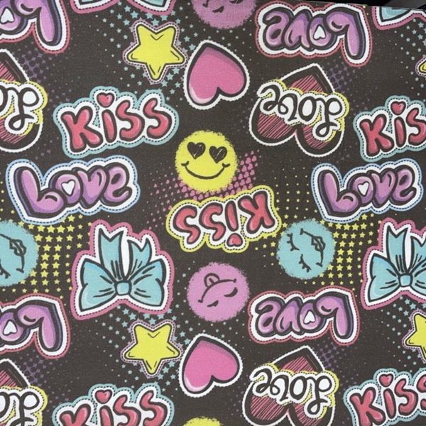 TISSU COTON KISS LOVE MULTICOLORE 