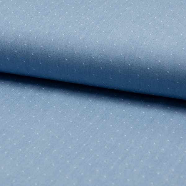 TISSU CHAMBRAY IMPRIME VISCOSE BLEU DELAVE