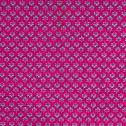 TISSU COTON IMPRIMÉ MOTIFS FLORAUX ROSE TURQUOISE