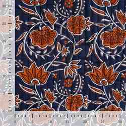 TISSU MATELASSÉ COTON IMPRIMÉ RÉVERSIBLE BLEU