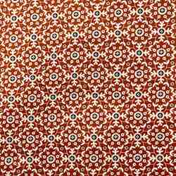 TISSU COTON IMPRIMÉ INDIENNE FLEURS MOSAIQUE TERRE