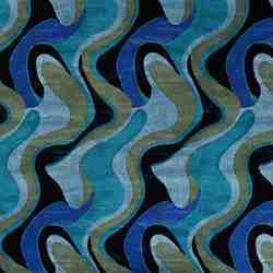 TISSU CHEMISIER IMPIRME VAGUES BLEU PETROLE