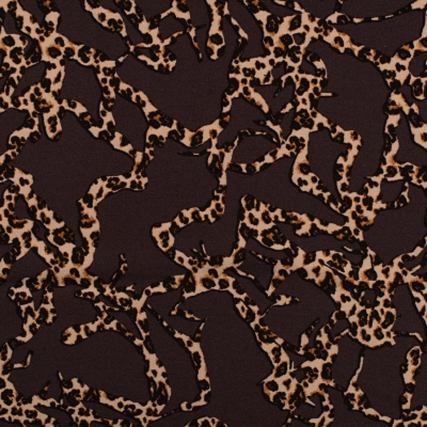 TISSU VISCOSE TWILL IMPRIME LEOPARD CHOCOLAT