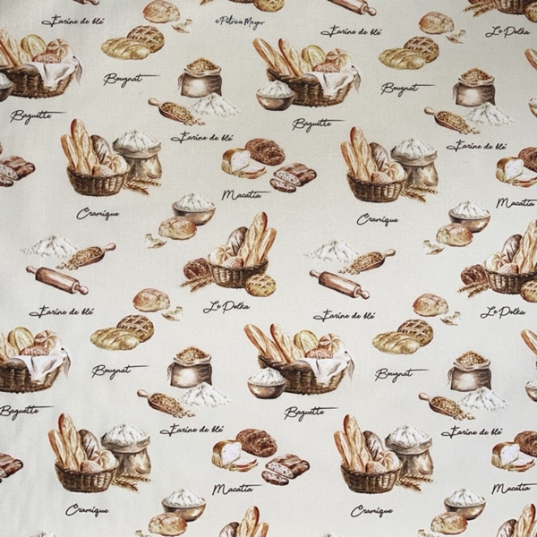 TISSU COTON IMPRIME PAIN DU BOULANGER