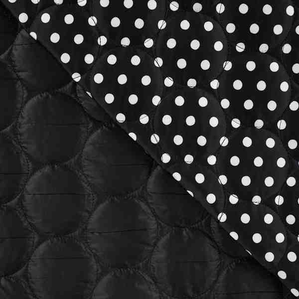 TISSU MATELASSE CERCLE POIS BLANC FOND NOIR