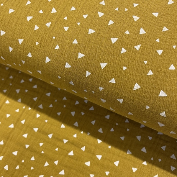 TISSU DOUBLE GAZE TRIANGLE OEKO-TEX MOUTARDE