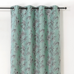 TISSU JACQUARD CHERRY OISEAU VERT