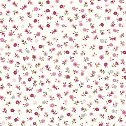 TISSU COTON ANGELIQUE FUSCHIA FOND BLANC