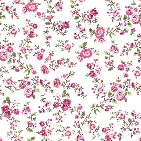 TISSU COTON IMPRIME AMANDINE ROSE