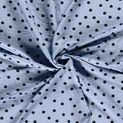 TISSU CREPON VISCOSE POIS BLEU MARINE FOND CIEL