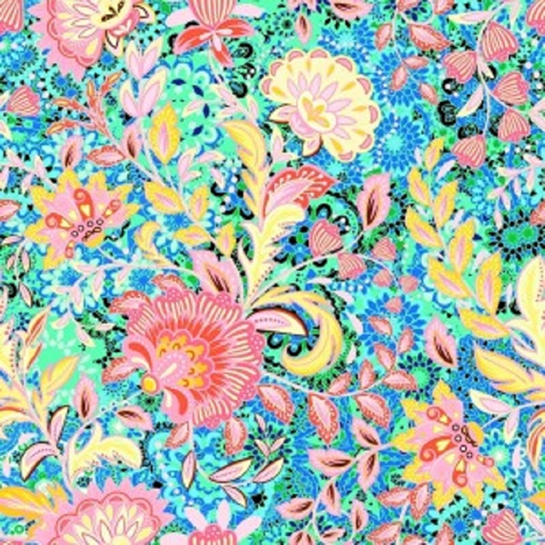 TISSU COTON IMPRIME FLEUR PASTEL MULTI