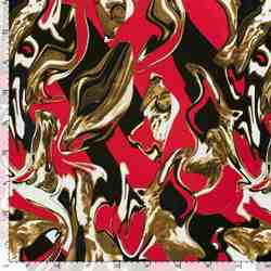 TISSU POLYESTER IMPRIMÉ ABSTRAIT TOURBILLON ROUGE