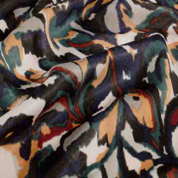 TISSU POLYESTER SATIN AQUARELLE CANARD SAFFRAN