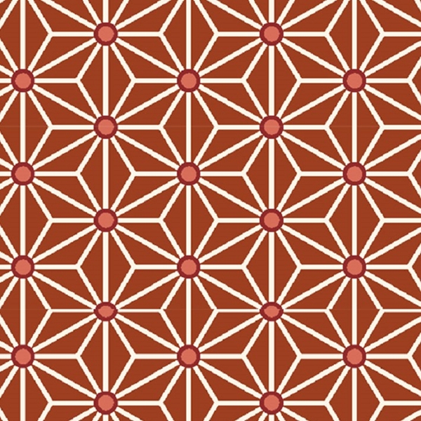 TISSU COTON GEOMETRIQUE SAKI TERRACOTTA   