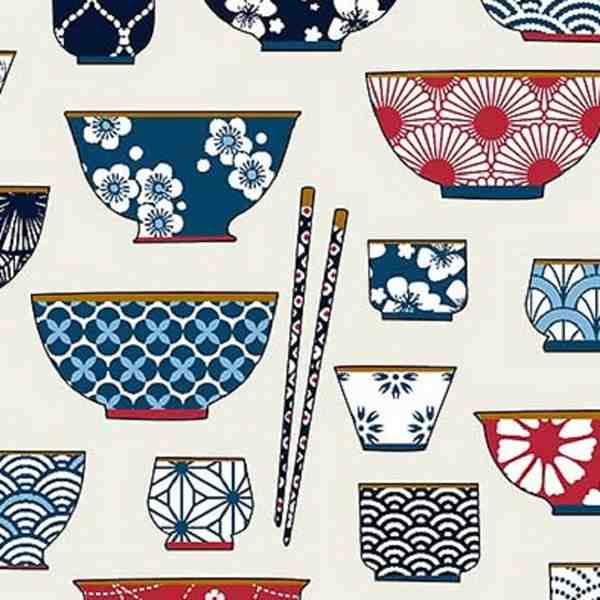 TISSU MFTA ENDUIT BOL JAPONAIS COTON FOND IVOIRE