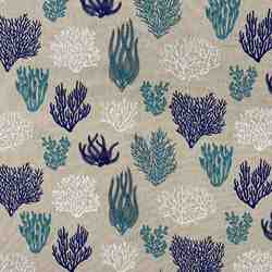 TOILE ASPECT LIN CORAUX BLEU