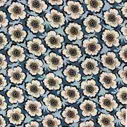 TISSU COTON MFTA HINDA FLEUR BLEU