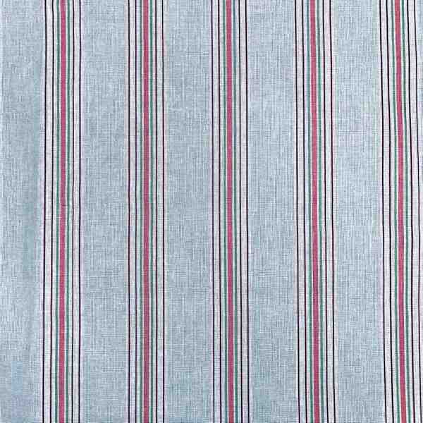 TISSU COTON IMPRIME SUZY RAYURES FOND BLEU