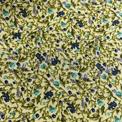 TISSU COTON IMPRIME FLEUR BLEU FOND JAUNE