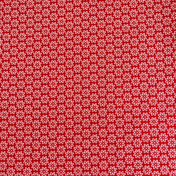 TISSU COTON IMPRIME PAQUERETTE ROUGE