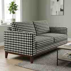 TISSU JACQUARD PIED DE COQ NOIR BLANC