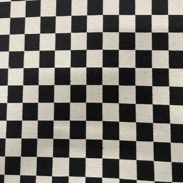 TISSU JACQUARD DAMIER NOIR BLANC