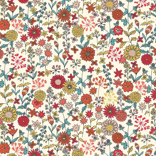 COUPON COTON FLEURI ECRU 1M50 X 1M40
