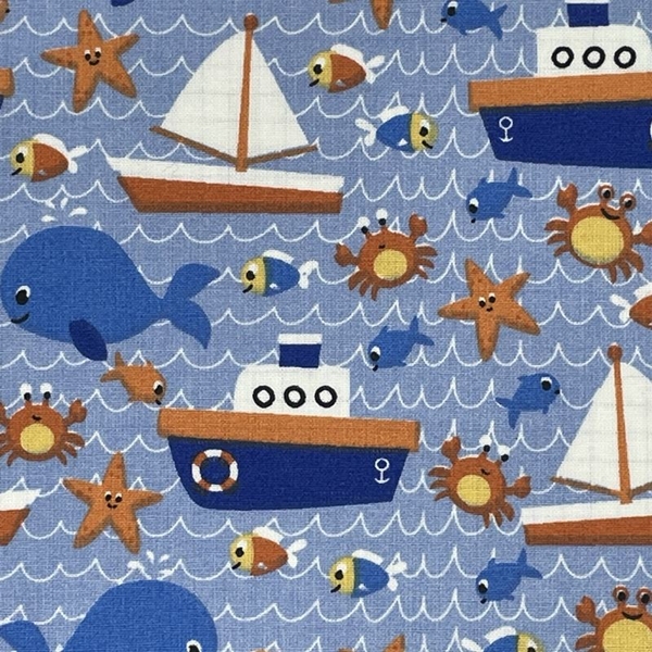 COUPON COTON BATEAU BLEU 1 M X 1M40