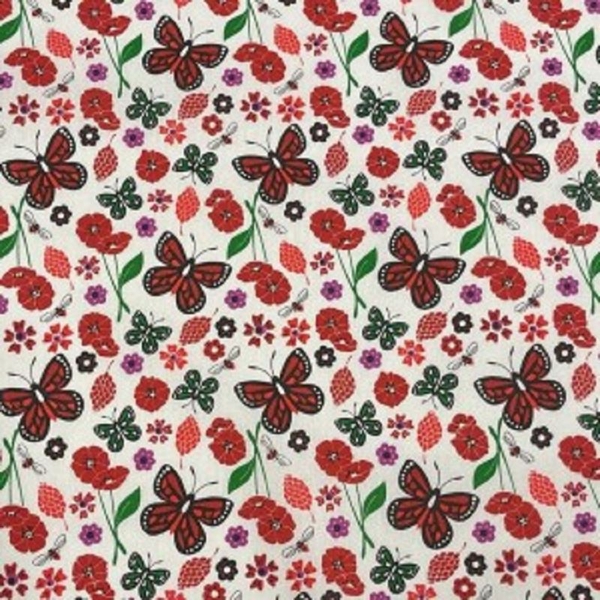 COUPON COTON PAPILLON ROUGE 1M50 X 1M40