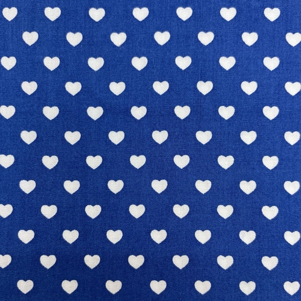 COUPON 70X30CM COEURS BLANCS FOND BLEU MARINE