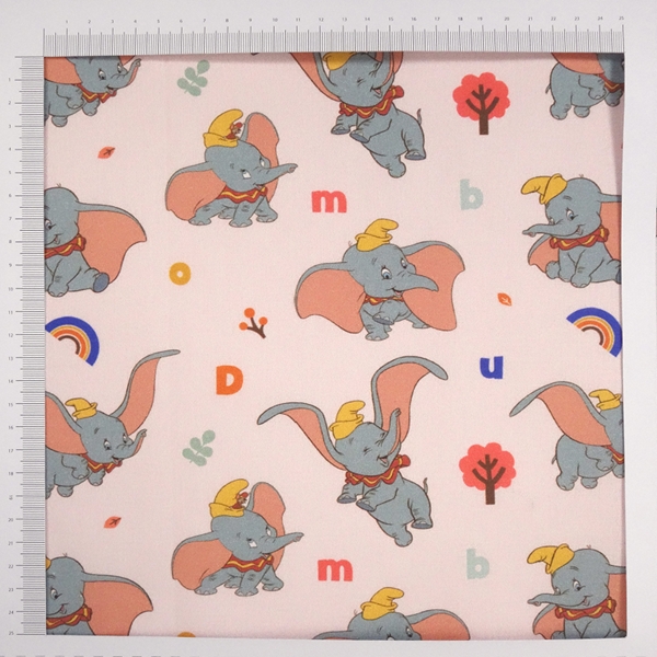 TISSU DISNEY DUMBO ALPHABET ROSE