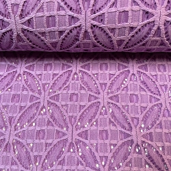 TISSU DENTELLE ROSACE MAUVE