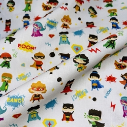 TISSU COTON MON PETIT HEROS MULTICOLORE 