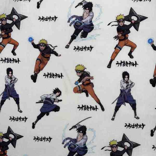 TISSU COTON NARUTO ET SASUKE COMBATTANTS