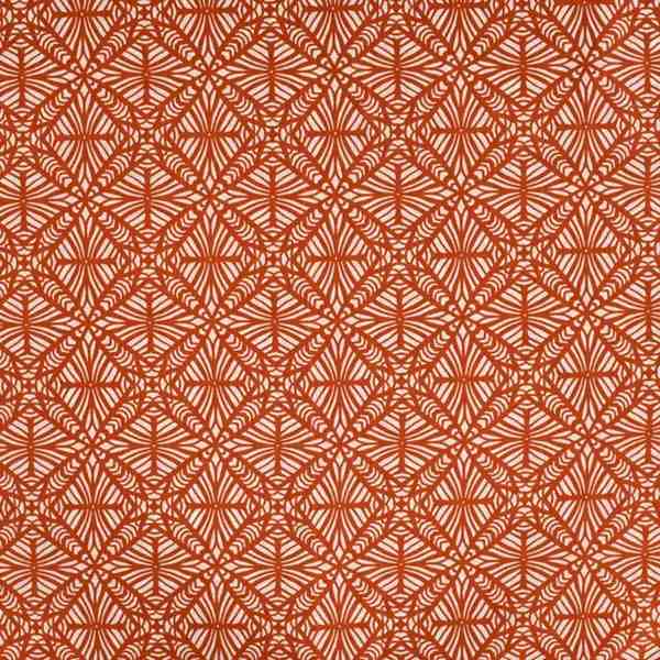 TISSU COTON IMPRIMÉ MOTIFS GÉOMÉTRIQUES TERRACOTTA