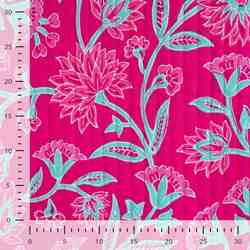 TISSU MATELASSÉ COTON IMPRIMÉ RÉVERSIBLE FUCHSIA 